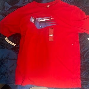 Nike Red Short Sleeve Tee with Metallic Swoosh